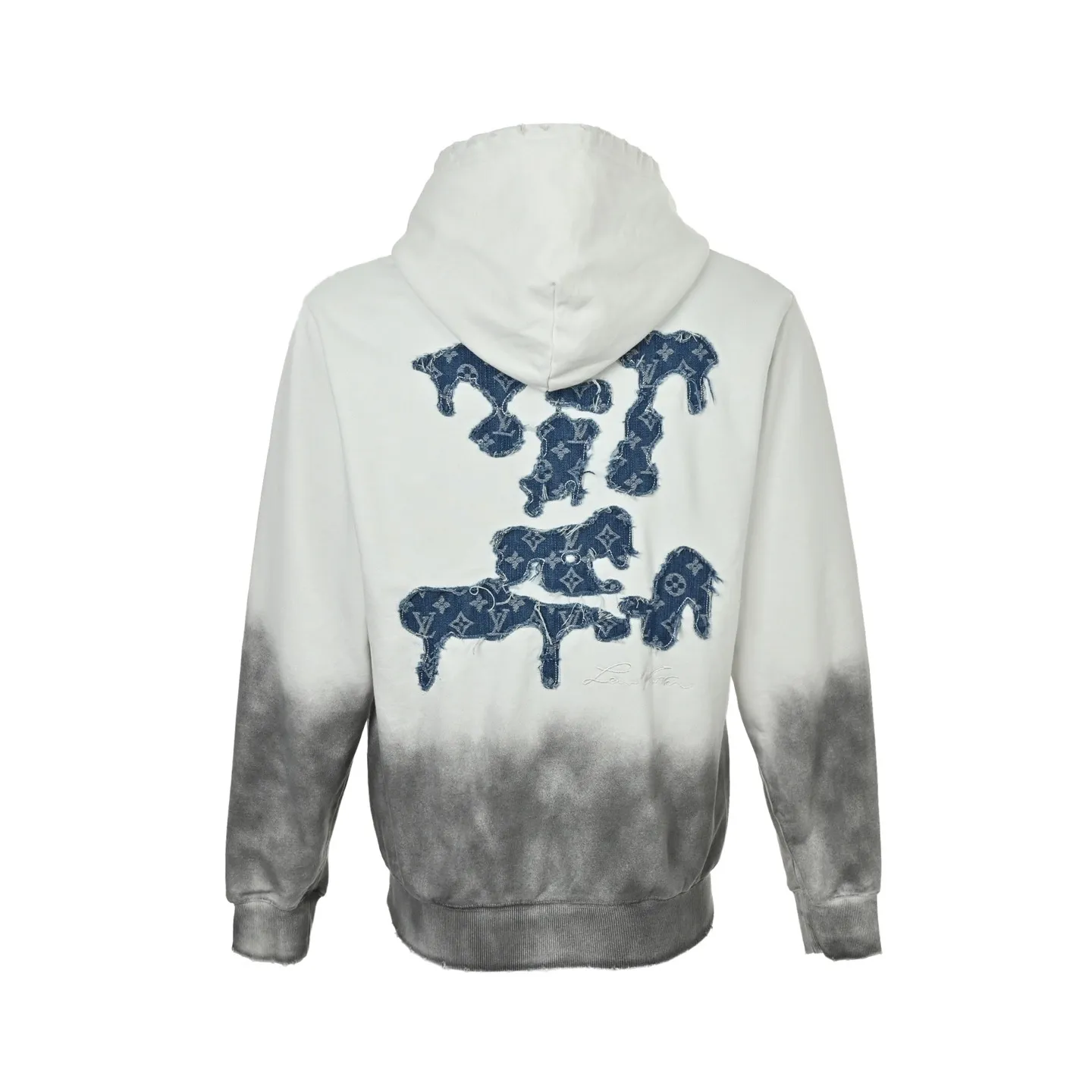 Louis Vuitton/Louis Vuitton cloud denim logo patch embroidery washed hooded sweatshirt